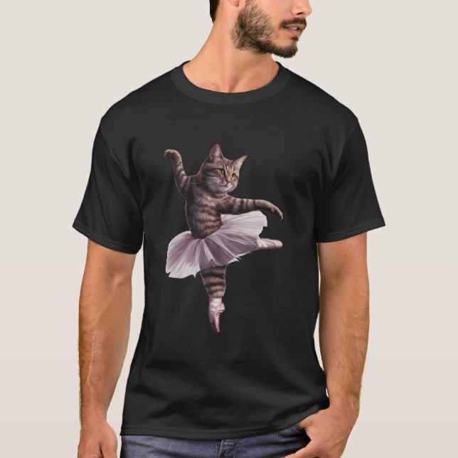 Ballet Dancer Cat T Shirt (Front)