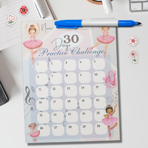 Ballet Dancer Customized 30-Day Practice Challenge Notepad