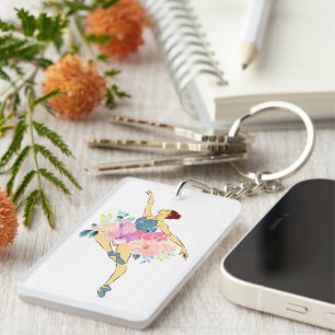 Ballet Dancer Dance Girl Ballerina Flower Floral Keychain