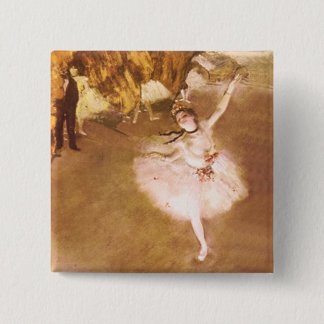 Ballet Dancer Degas Star Painting 2 Inch Square Button (Front)