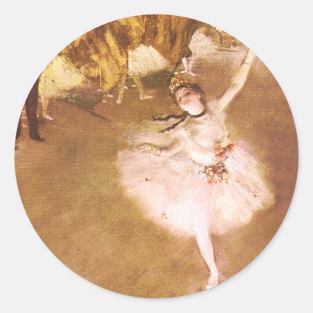 Ballet Dancer Degas Star Painting Classic Round Sticker (Front)