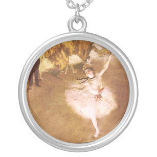 Ballet Dancer Degas Star Painting Silver Plated Necklace