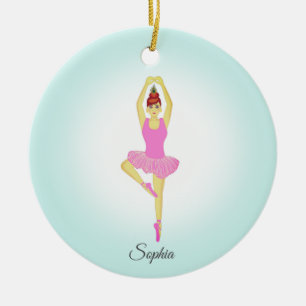 Ballet dancer dressed in light pink ceramic ornament