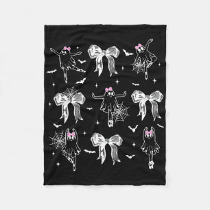 Ballet Dancer Ghost Coquette Bow Halloween Balleri Fleece Blanket