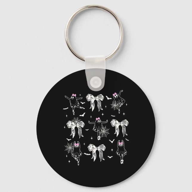 Ballet Dancer Ghost Coquette Bow Halloween Balleri Keychain (Front)