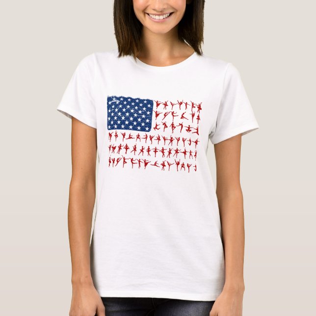 Ballet Dancer Gift American Flag July 4th T Shirt (Front)