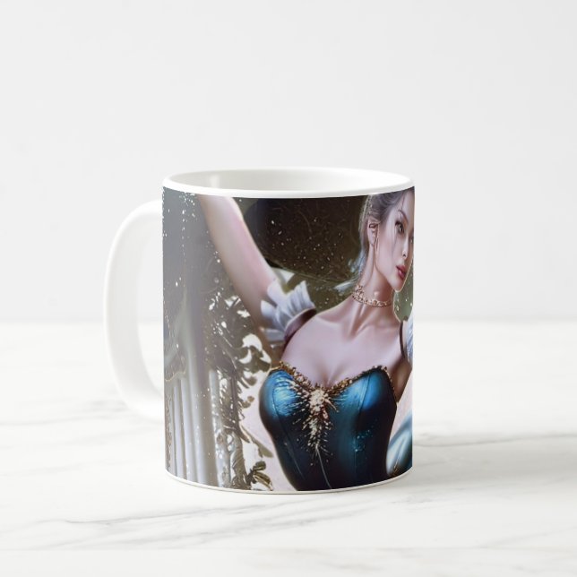 Ballet Dancer in a Blue Tutu Coffee Mug (Front Left)
