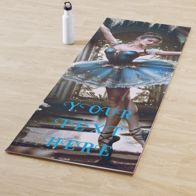 Ballet Dancer in a Blue Tutu Custom Double Sided Yoga Mat (In Situ)