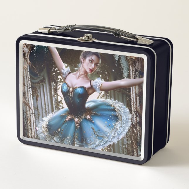 Ballet Dancer in a Blue Tutu Metal Lunch Box (Front)