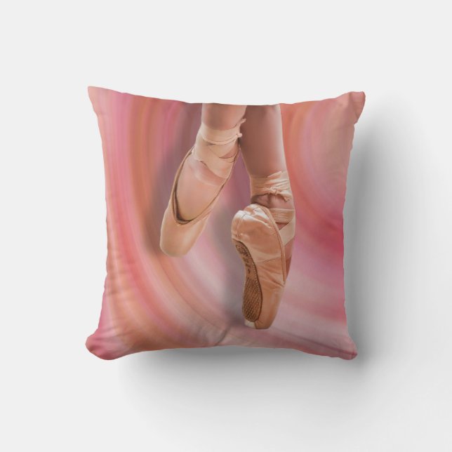 Ballet Dancer in Pink Reversible Throw Pillow (Front)
