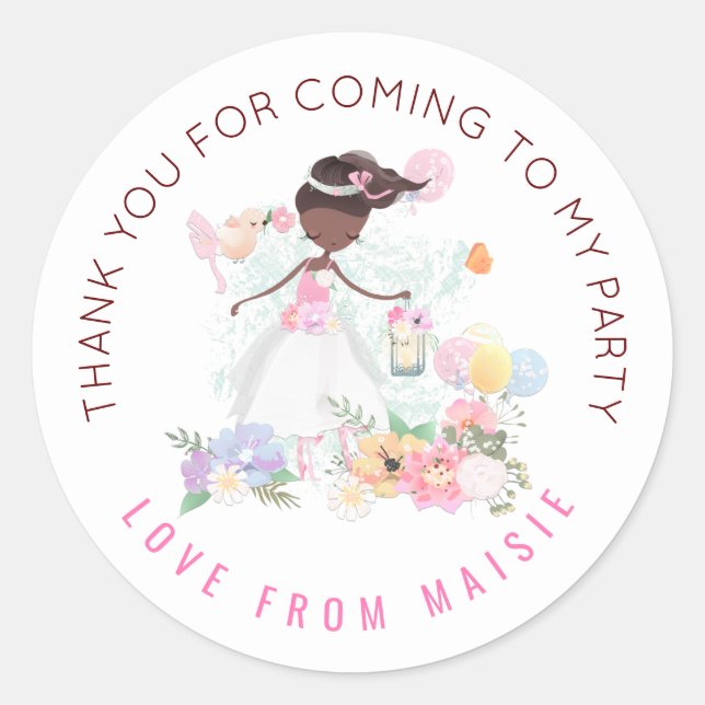 Ballet Dancer Name Thank You For Coming to Party Classic Round Sticker (Front)