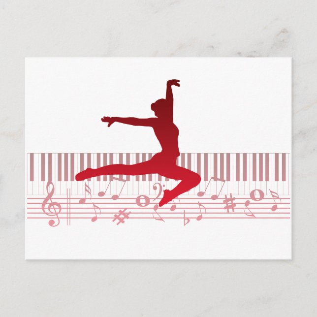 Ballet dancer on a keyboard       postcard (Front)