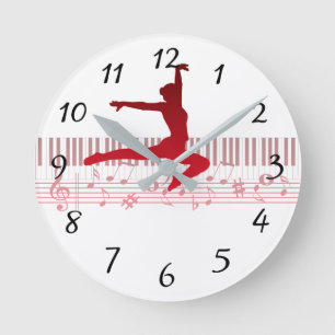 Ballet dancer on a keyboard  round clock