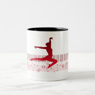 Ballet dancer on a keyboard Two-Tone coffee mug