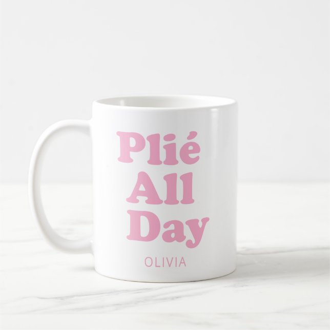 Ballet Dancer Personalized Name Ballerina Pink Coffee Mug (Left)