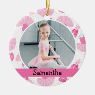 Ballet Dancer Photo Holiday Monogram Ceramic Ornament