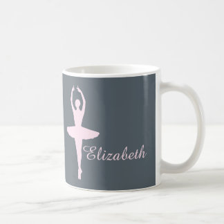 Ballet Dancer Pink and Grey Custom Coffee Mug