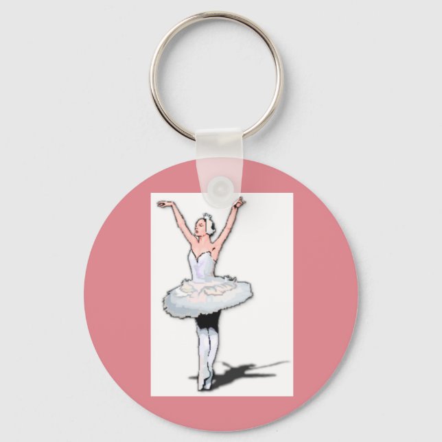 Ballet Dancer Pink Dance Ballerina Girl Keychain (Front)