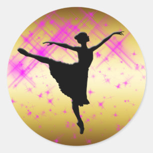 BALLET DANCER SILHOUETTE CLASSIC ROUND STICKER