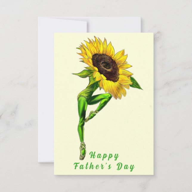 Ballet Dancer Sunflower Father's Day Card (Front)