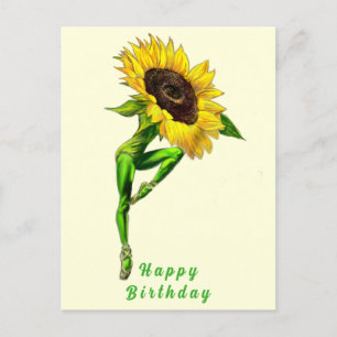 Ballet Dancer Sunflower Femme Carte d'anniversaire