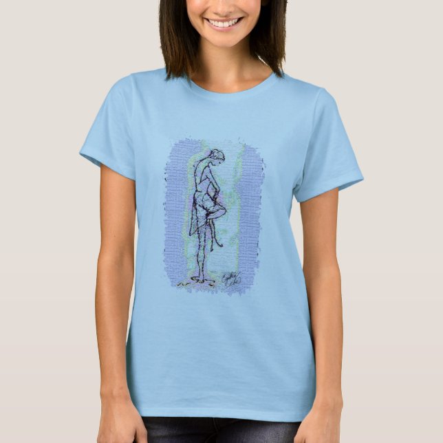 Ballet Dancer Tying Shoe T-Shirt (Front)