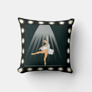Ballet Dancer With Spotlight And Marque Lights Throw Pillow