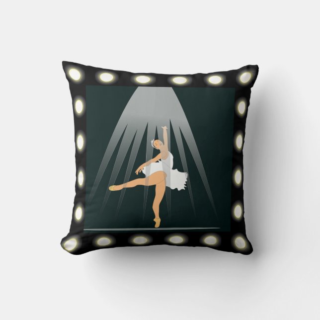 Ballet Dancer With Spotlight And Marque Lights Throw Pillow (Front)