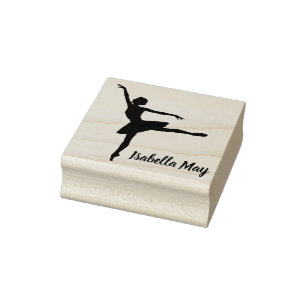Ballet Dancer with Your Choice Name on a Rubber Stamp