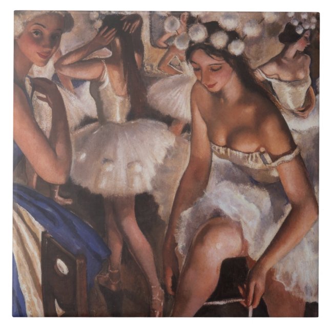 Ballet Dancers in the Dressing Room (Serebriakova) Tile (Front)