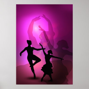 Ballet dancers pink artistic design poster