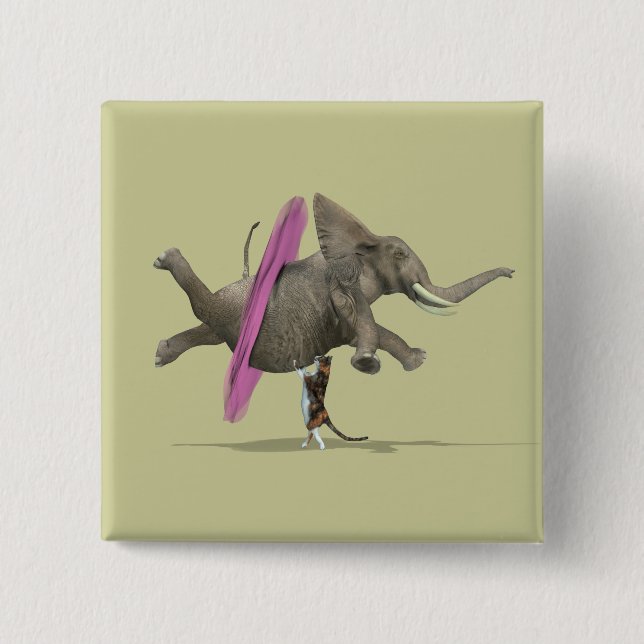 Ballet Dancing Elephant 2 Inch Square Button (Front)