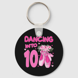 Ballet Dancing Into 10th Birthday Ballerina 10 Yea Keychain