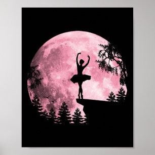 Ballet Dancing Pink Full-moon Ballerina Women Girl Poster