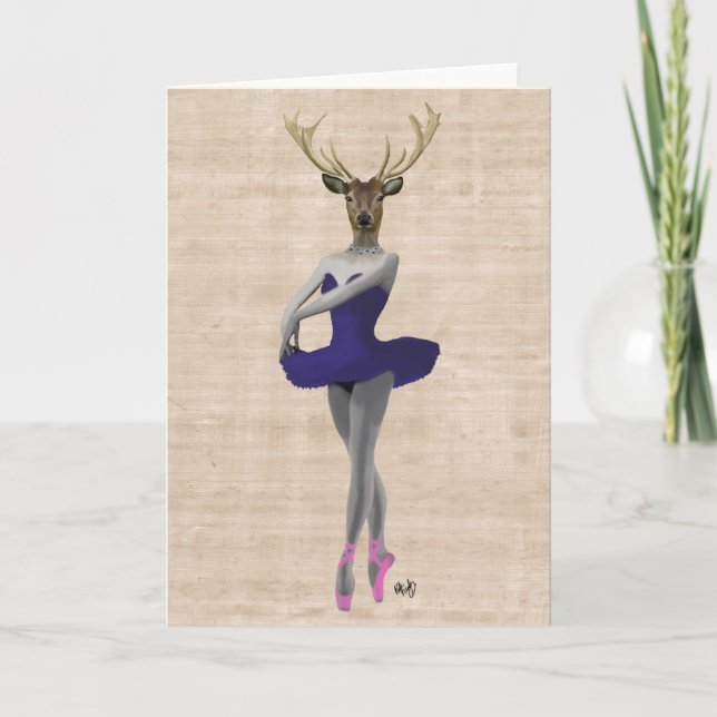Ballet Deer in Blue Card (Front)