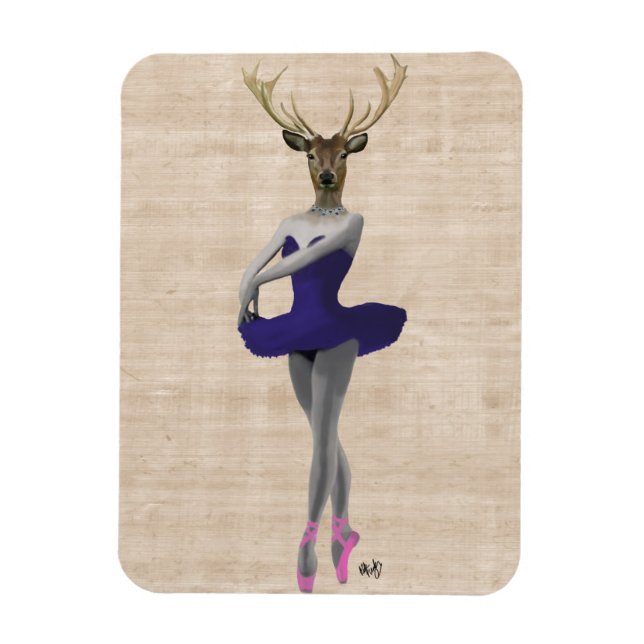 Ballet Deer in Blue Magnet (Vertical)