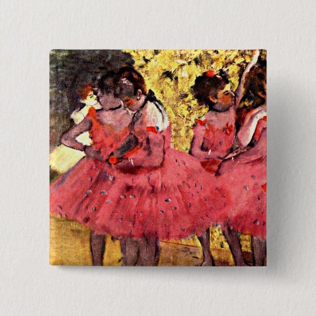 BALLET--Degas: The Pink Dancers 2 Inch Square Button (Front)