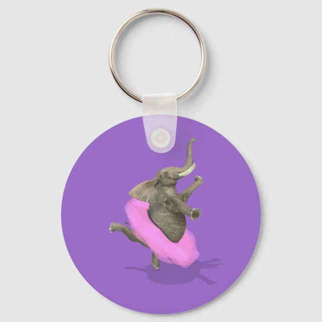 Ballet Elephant En Pointe Keychain (Front)