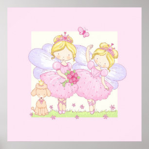 Ballet fairies with poodle poster