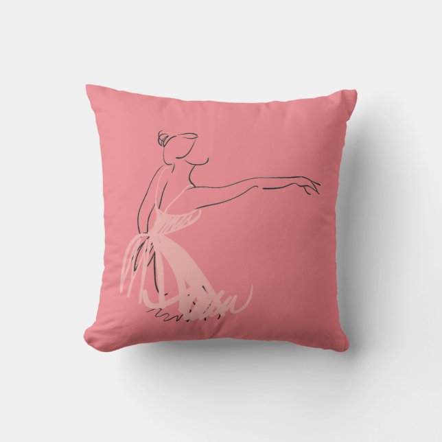 Ballet girl pink dancer throw pillow (Front)