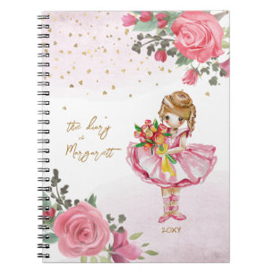 Ballet Girl Pink Floral Her Delicate Daily Diary Notebook