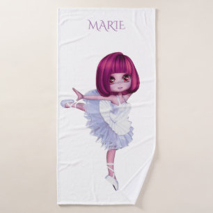 Ballet girls bath towel, personalized name. bath towel