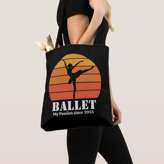 Ballet Hobby Retro Sunset Personalize Tote Bag (Close Up)