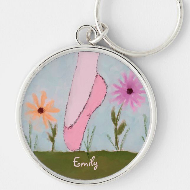 Ballet in Flowers Customizable Keychain (Front)