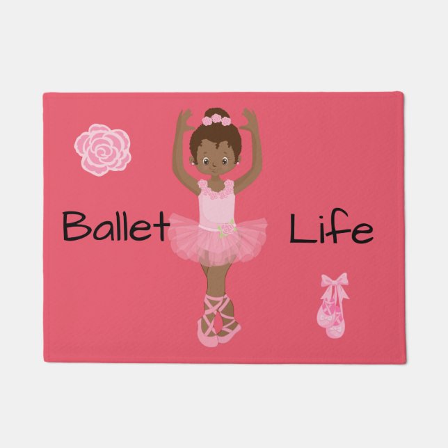 Ballet Life African American Ballerina Doormat (Front)