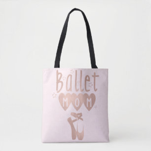Ballet Mom Pink Rose Gold Stars & Hearts Tote Bag