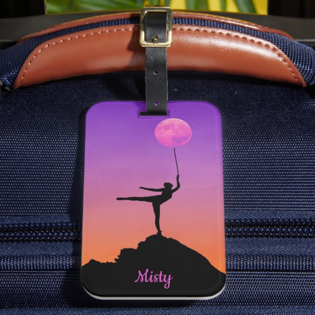 Ballet Moon Balance Personalized Name Luggage Tag (Front Insitu 2)