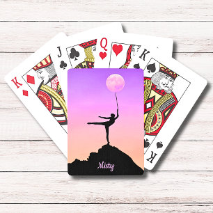 Ballet Moon Balance Personalized Name Playing Cards