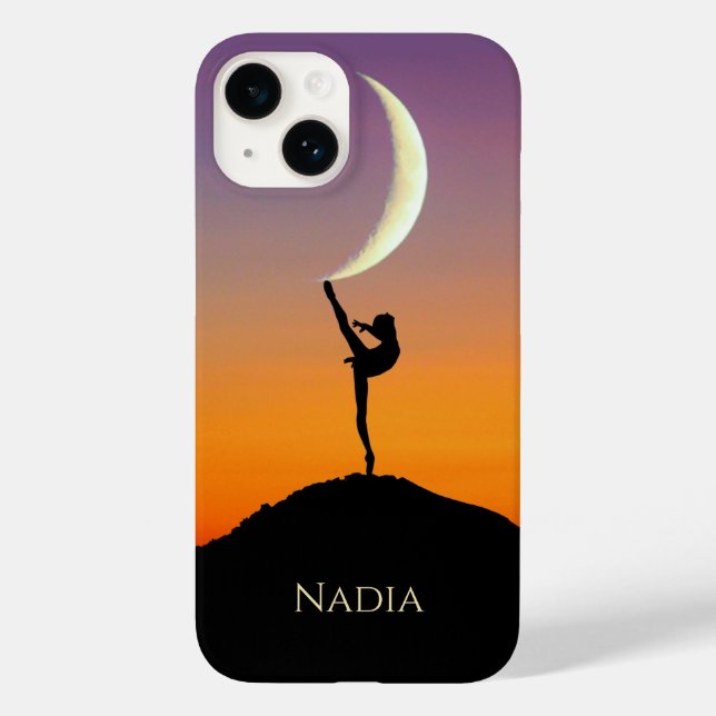 Ballet Moon Dance Personalized Name Case-Mate iPhone Case (Back)