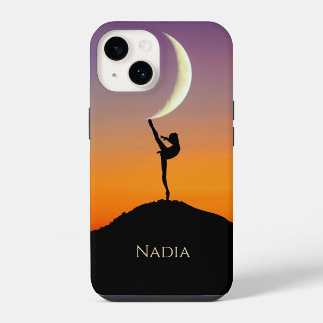 Ballet Moon Dance Personalized Name iPhone Case (Back)